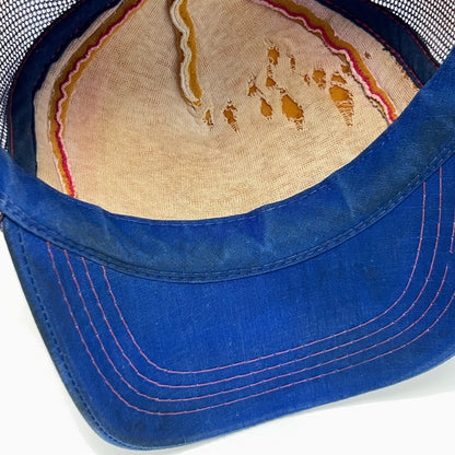 Vintage 80s Bass Cat Fishing Boats Trucker Hat Baseball Cap Mesh Snapback Blue