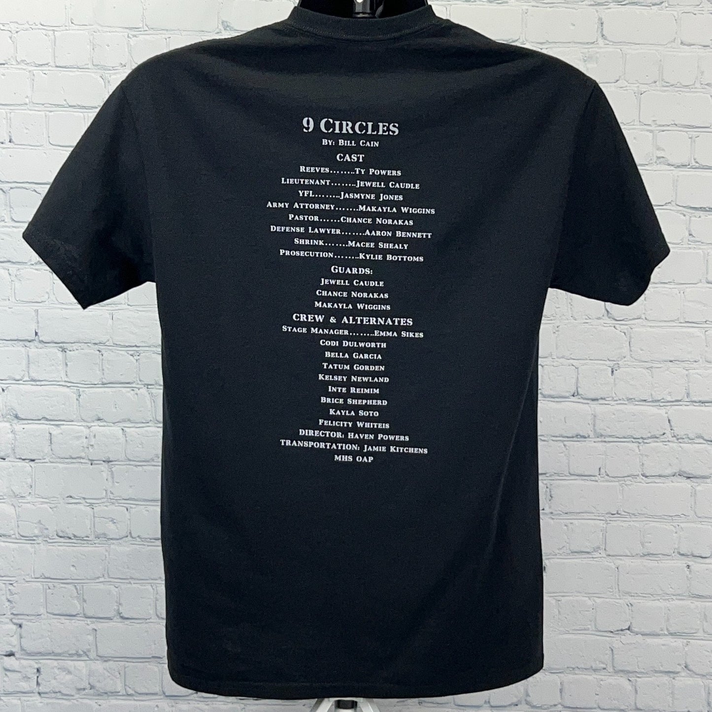 9 Circles Bill Cain Play T Shirt Military Army Theatre Black Unisex Tee M Medium