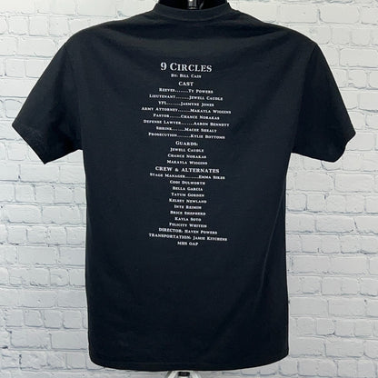 9 Circles Bill Cain Play T Shirt Military Army Theatre Black Unisex Tee M Medium