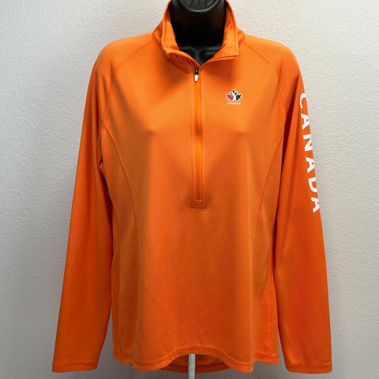Hudsons Bay Golf Canada 1/2 Half Zip Shirt Womens L Large Golfer RCGA Orange