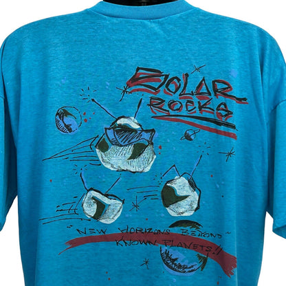 Solar Rocks T Shirt X-Large Vintage 90s Space Planets New Horizons Mens Blue