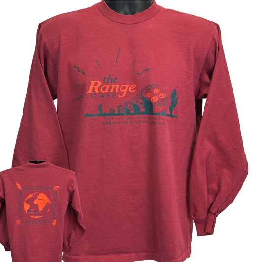The Range Cafe Vintage 90s T Shirt Medium Red New Mexico Long Sleeve Tee Mens