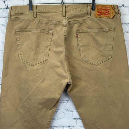 Levis 501 Button Fly Jeans Straight Fit Five Pockets Denim 1212 Beige Tan 44x32