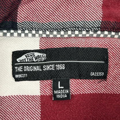 Vans Flannel Button Front Shirt Red Check Plaid Skater Skateboarding L Large - Neon Vintage