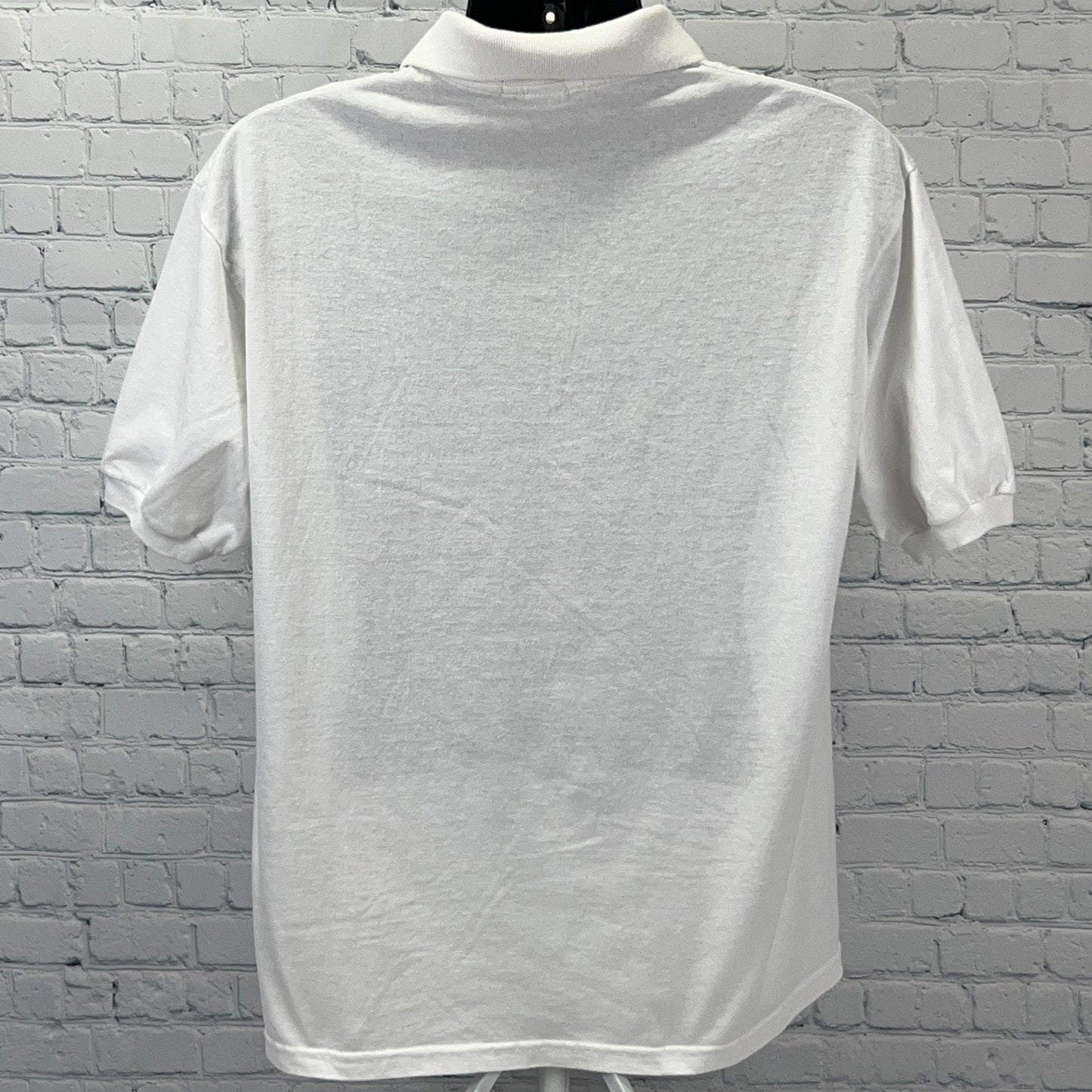 Vintage 90s The Bear 98.9 FM Radio Station Polo Shirt Indiana White Mens L Large