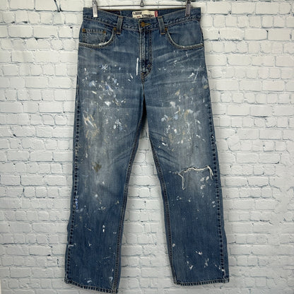 Levis 569 Loose Straight Jeans Distressed Paint Splattered Denim Blue Mens 30x31