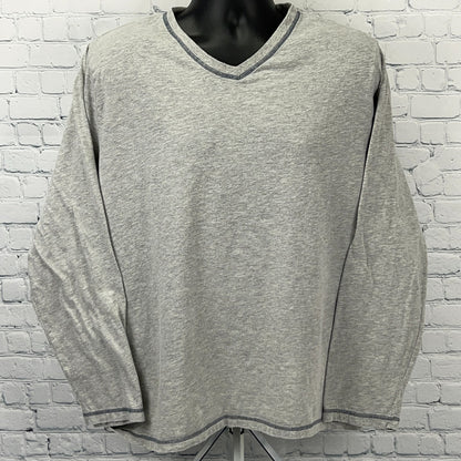 United Polaris V Neck T Shirt Gray Aviation Airplane Long Sleeve XL X-Large