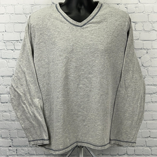 United Polaris V Neck T Shirt Gray Aviation Airplane Long Sleeve XL X-Large