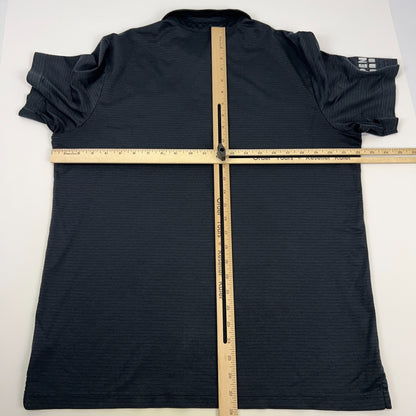 Travis Mathew Bayfront PENTA Polo Shirt Black Striped Short Sleeve Mens L Large