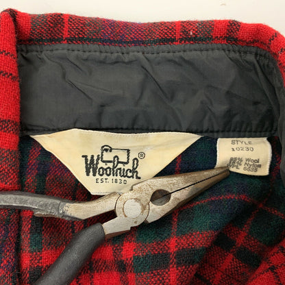 Woolrich Vintage 60s Plaid Flannel Button Front Shirt Medium Red Wool Blend