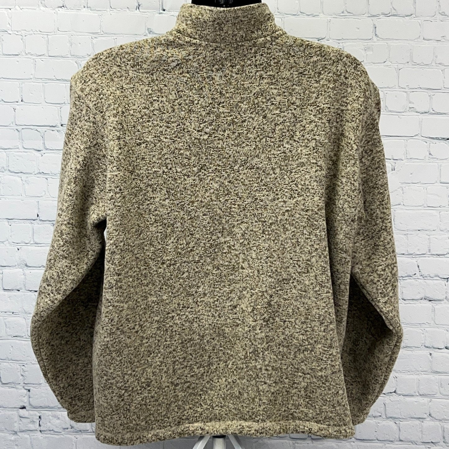 Eddie Bauer Quarter 1/4 Zip XL X‑Large Beige Brown Speckled Polyester Sweater