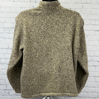 Eddie Bauer Quarter 1/4 Zip XL X‑Large Beige Brown Speckled Polyester Sweater