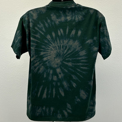 Vintage 90s Lock Key and Padlock T Shirt Made In USA Tie Dye Green XL X-Large