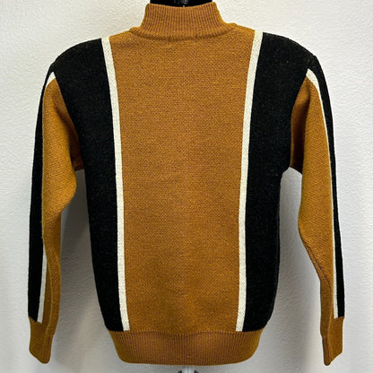 Vintage Ski Alpine Gear Mock Neck Sweater Mens Small Skiing Skier Alps Yellow