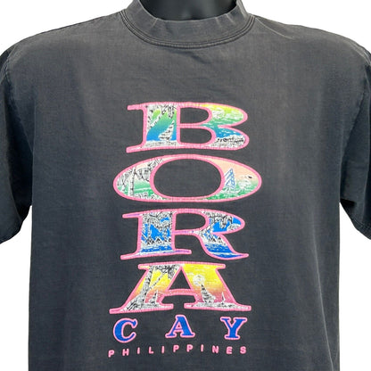 Camiseta vintage Boracay Filipinas para hombre, talla mediana, color negro, para viajes, turismo, años 90