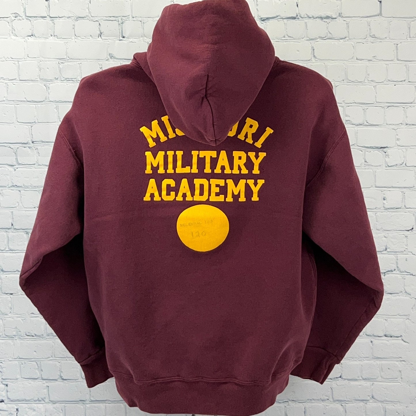 Vintage 90s Missouri Military Academy Hoodie Hooded Sweatshirt USA Red L Large