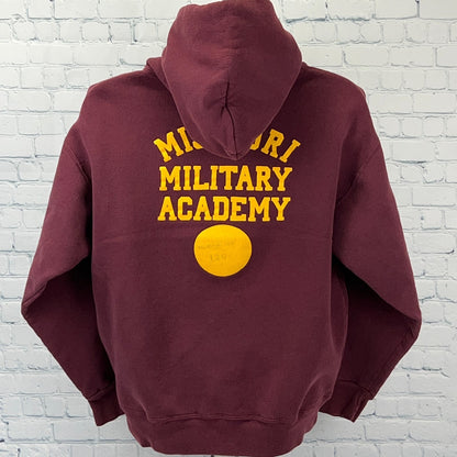 Vintage 90s Missouri Military Academy Hoodie Hooded Sweatshirt USA Red L Large