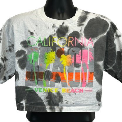 Venice Beach California Crop Top Vintage 90s T Shirt Tie Dye Made In USA Medium