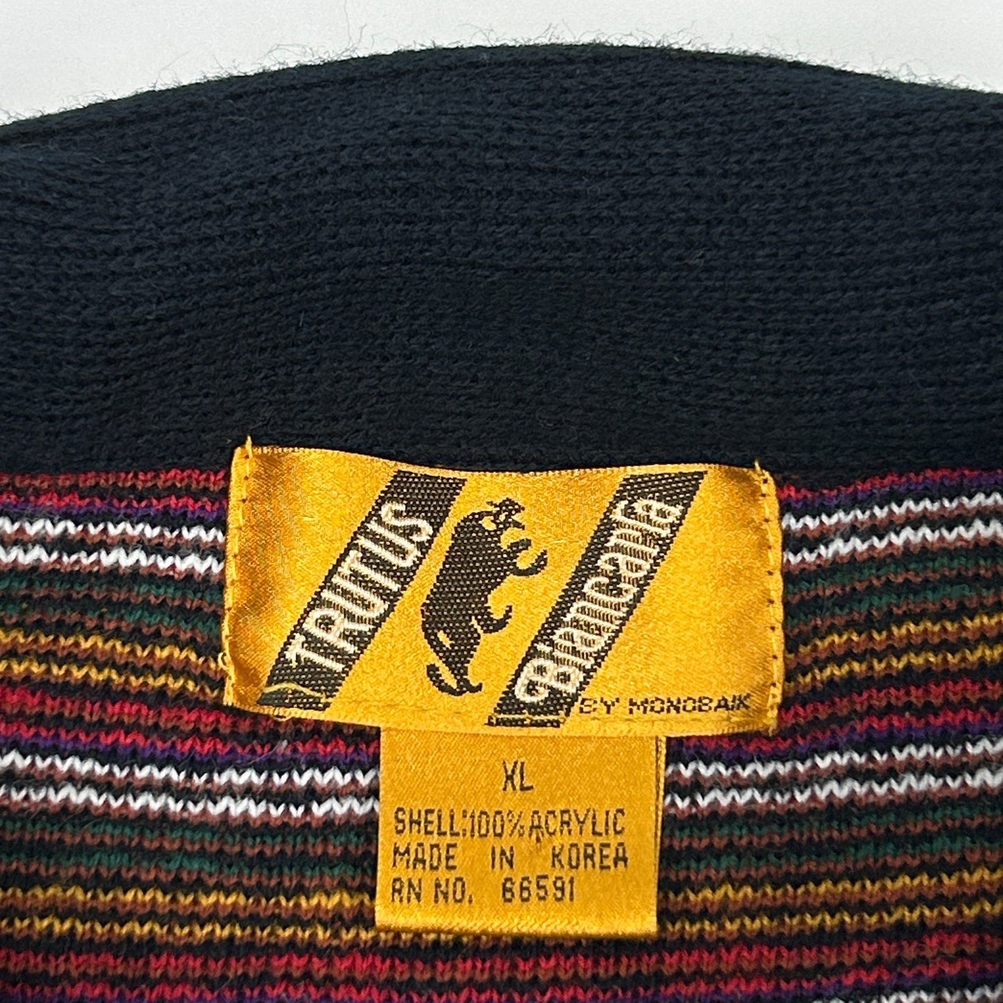 Vintage 90s Trutus Biancara by Monobaik Polo Sweater Collared Black XL X-Large