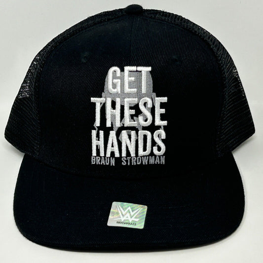 Braun Strowman Trucker Hat Baseball Cap Get These Hands WWE Raw Wrestling Black - Neon Vintage