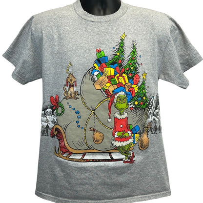 Camiseta de Dr. Seuss "Cómo el Grinch robó la Navidad" de estilo vintage Y2K para hombre, talla mediana, color gris