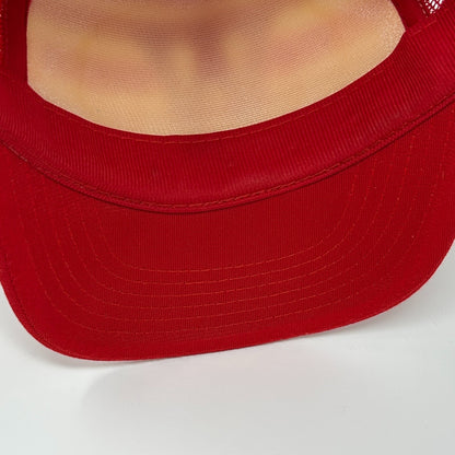 Vintage 80s Wisconsin Badgers Trucker Hat Baseball Cap Red 5 Panel Mesh Snapback - Neon Vintage