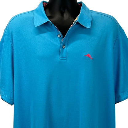 Tommy Bahama Five O'Clock IslandZone Polo Shirt Short Sleeve Blue Mens 2XL XXL
