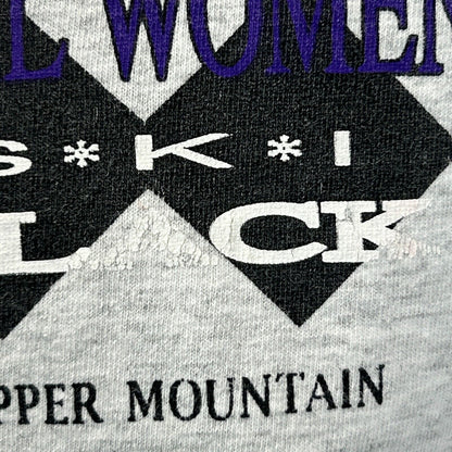 Vintage Real Women Ski Black T Shirt Unisex Small Copper Mountain Skiing Gray Womens