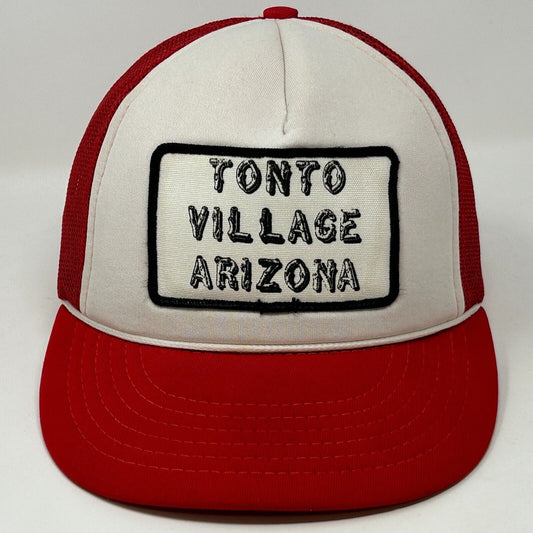 Vintage 80s Tonto Village Arizona Trucker Hat Baseball Cap Rope Snapback Red