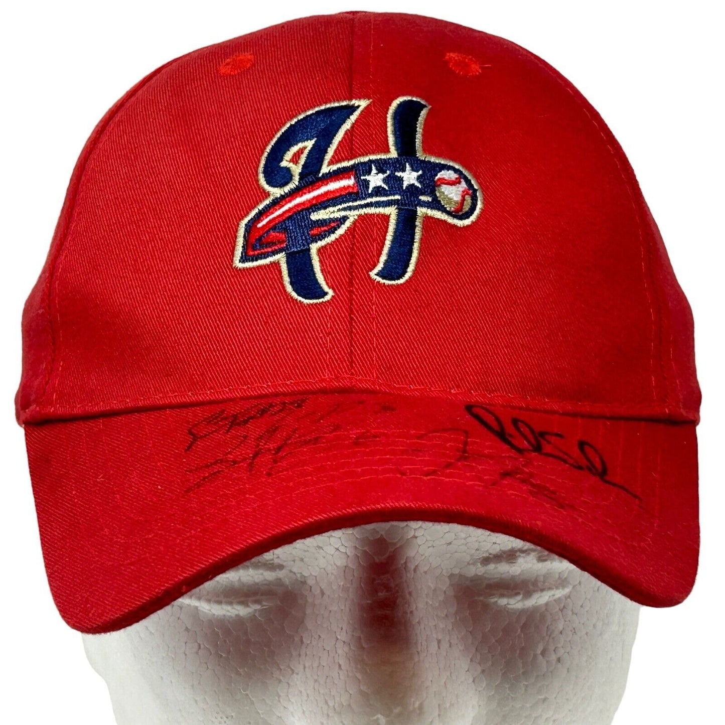 Harrisburg Senators Signed Youth Baseball Cap Hat MiLB Autographed 2012 Red Kids