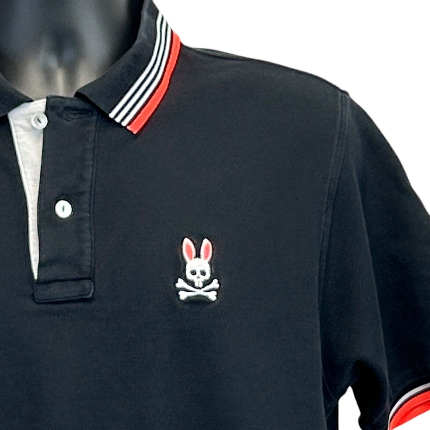 Psycho Bunny Polo 衫 男式 大号 6 Robert Godley 短袖 棉质 黑色