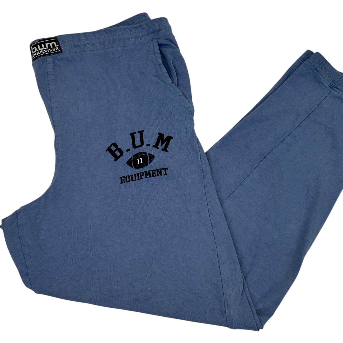 Vintage 90s BUM Equipment Lounge Pajama Pants Football USA Made Blue XL X-Large