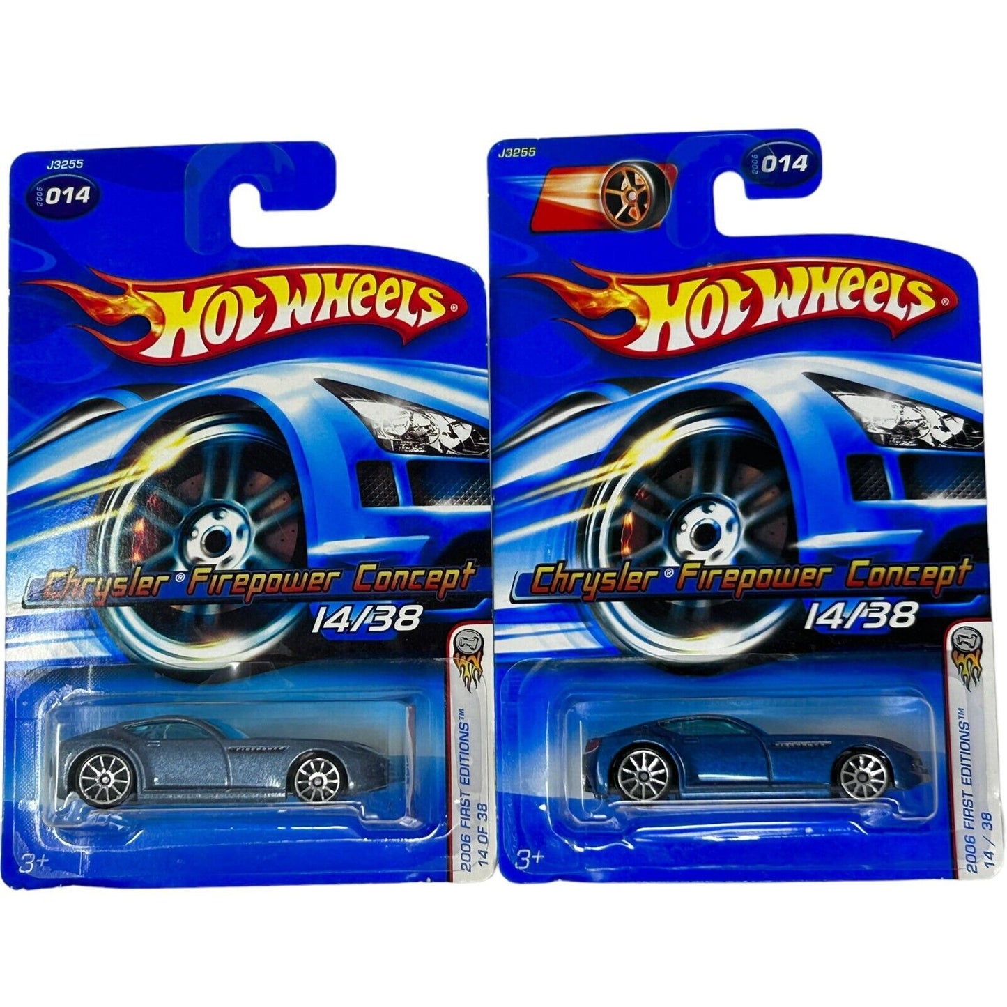 Lot of 2 Chrysler Firepower Concept Hot Wheels Collectible Diecast Cars Blue New