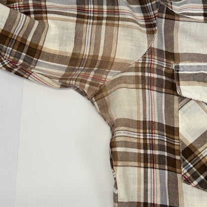 Vintage 70s Sears Western Wear Pearl Snap Button Front Shirt Beige M Medium Tall