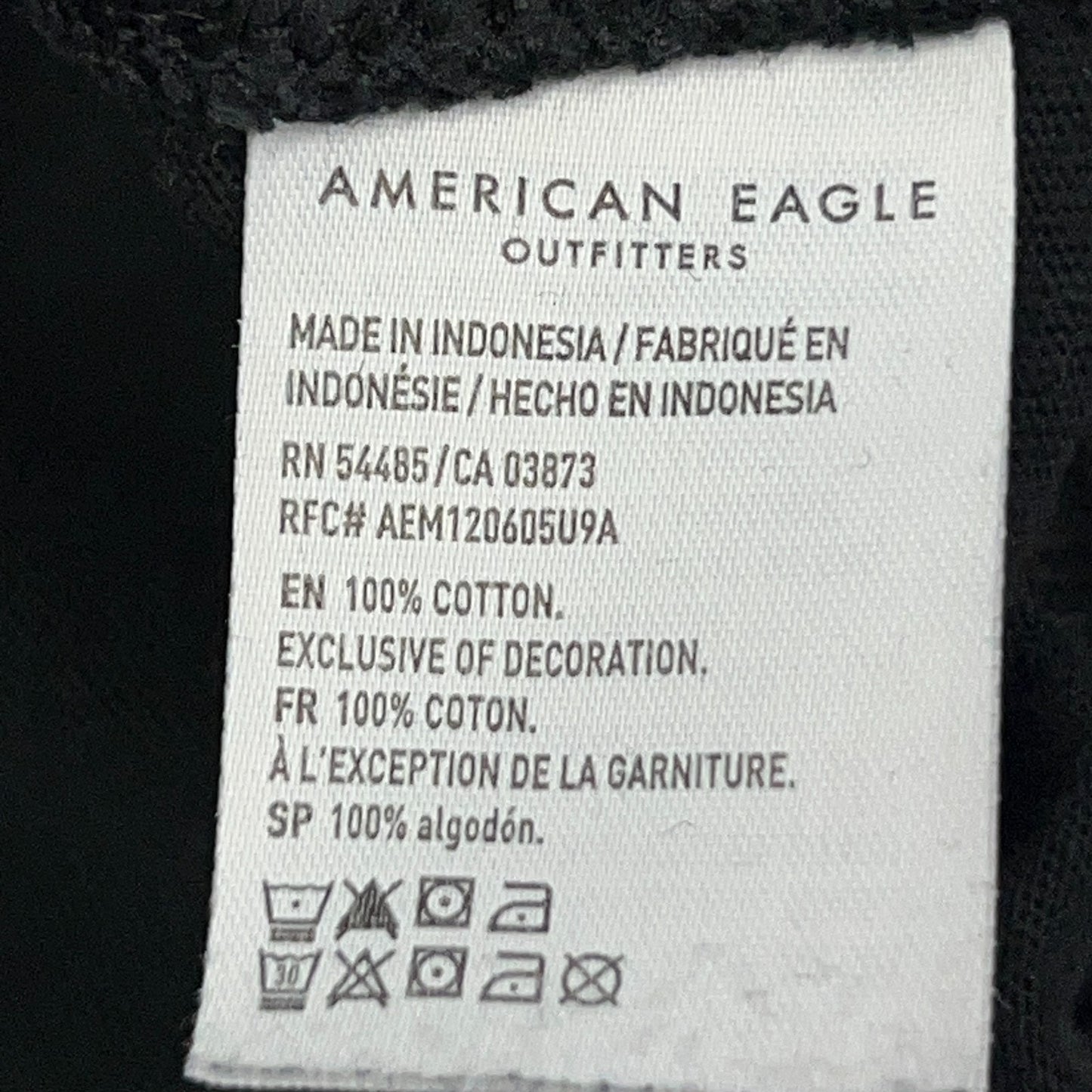American Eagle T Shirt Hoodie Black AEUSA‑77 Graphic Sleeve Logo XL X‑Large