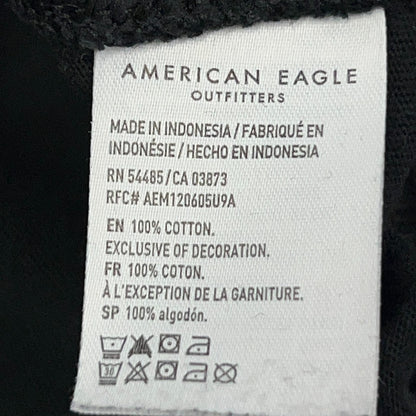 American Eagle T Shirt Hoodie Black AEUSA‑77 Graphic Sleeve Logo XL X‑Large