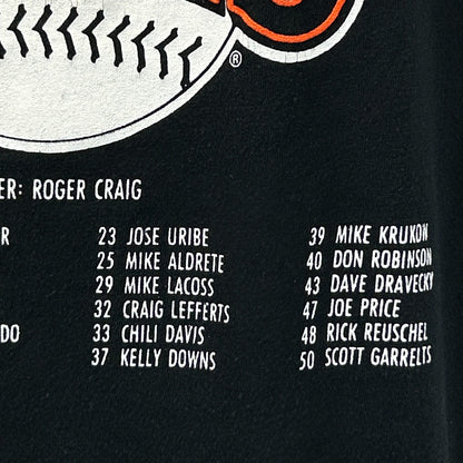 Vintage San Francisco SF Giants 1987 Roster T Shirt Mens M Medium Black 80s USA