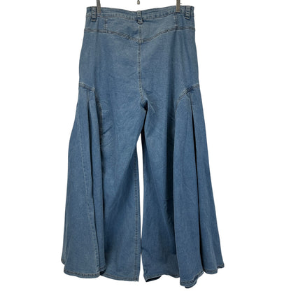 Fashion Nova Kalinda Extreme Wide Leg Jeans Stretch Denim Blue Womens 16 Plus - Neon Vintage