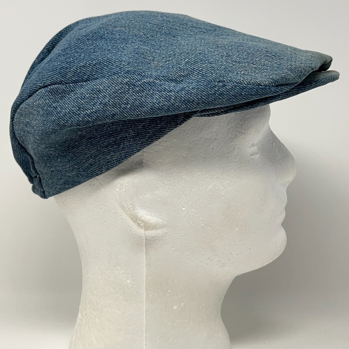 Vintage Denim Jeans Flat Cap Hat Newsboy Cabbie Handmade Blue S-M