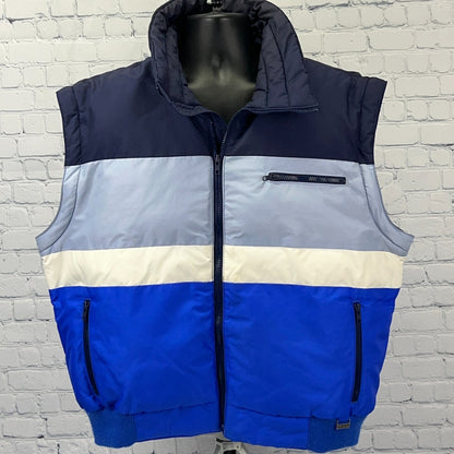 Vintage Edelweiss White Stag Down Ski Jacket Removable Sleeves Blue XL X-Large