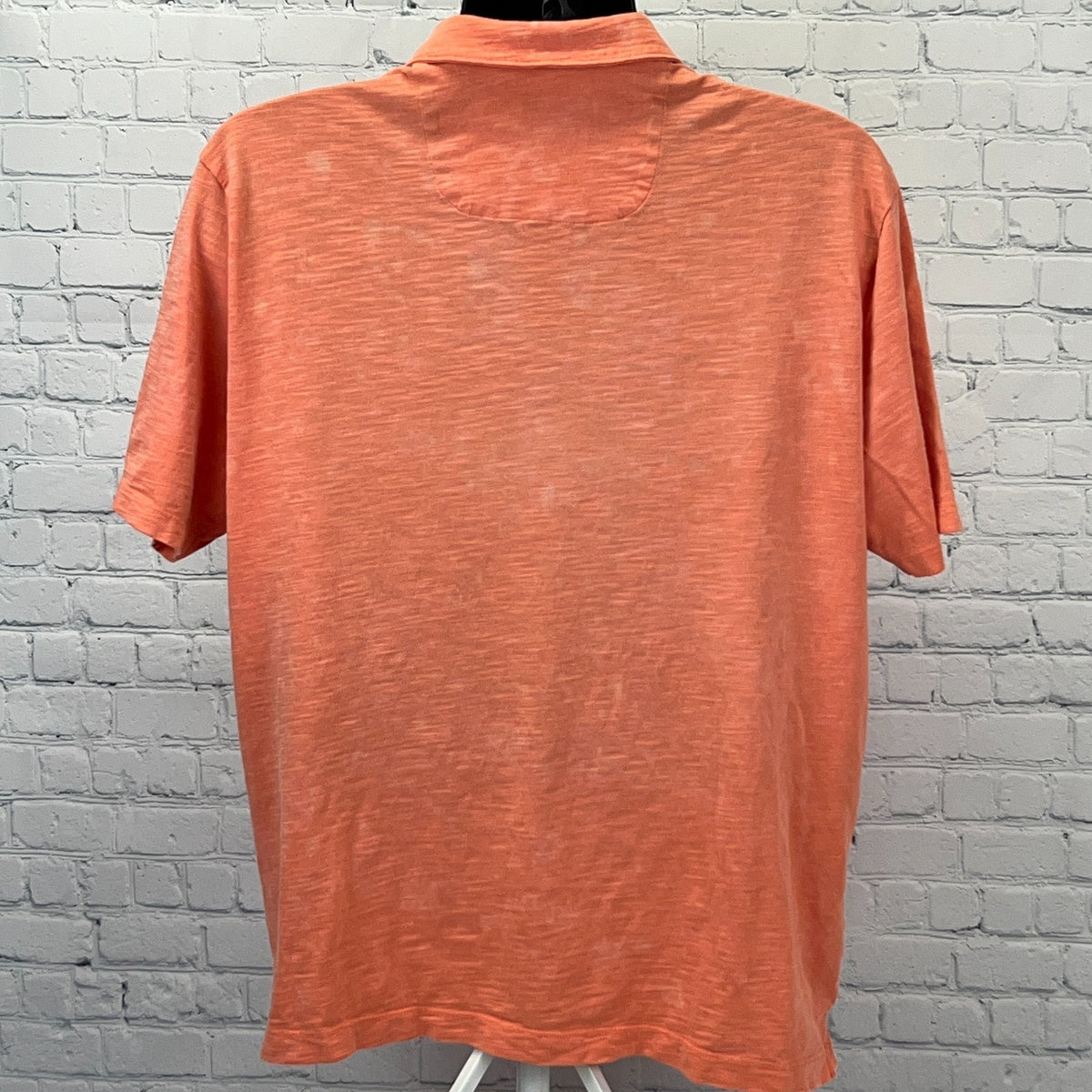 Tommy Bahama Orange Pima Cotton Polo Shirt XL X-Large Short Sleeve Bleach Dye