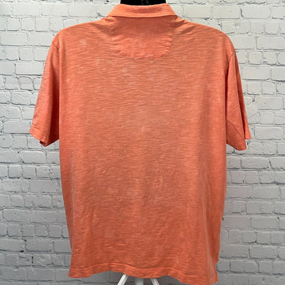 Tommy Bahama Orange Pima Cotton Polo Shirt XL X-Large Short Sleeve Bleach Dye