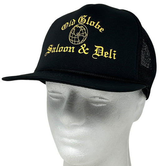 Vintage 90s Old Globe Saloon Deli Trucker Hat Cap Carson City NV Snapback Black