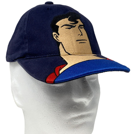 Vintage Superman The Animated Series Youth Baseball Hat Cap 90s DC Comics Blue