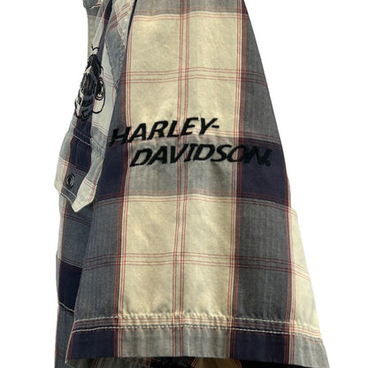 Harley Davidson Motorcycles Button Front Shirt Plaid Biker Short Sleeve XL