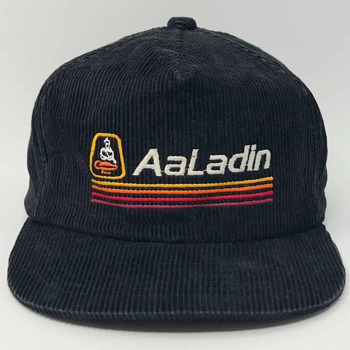 YoungAn Vintage Black Corduroy Cap with AaLadin Logo