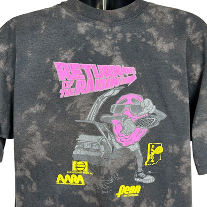 Hanes Indiana Athletic Club T-Shirt in gray tie-dye with graphic print, featuring a cartoon character on the front