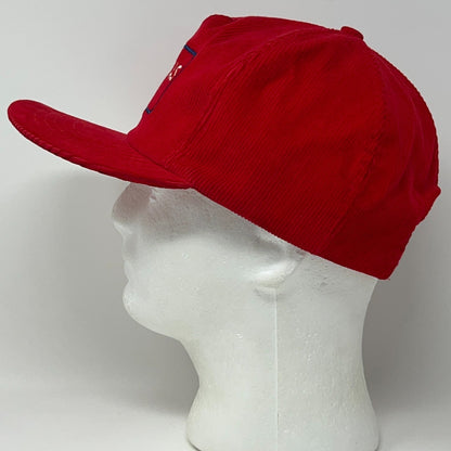 Vintage Thomas Drilling Equipment Oil Rig Patch Red Corduroy Baseball Hat Cap