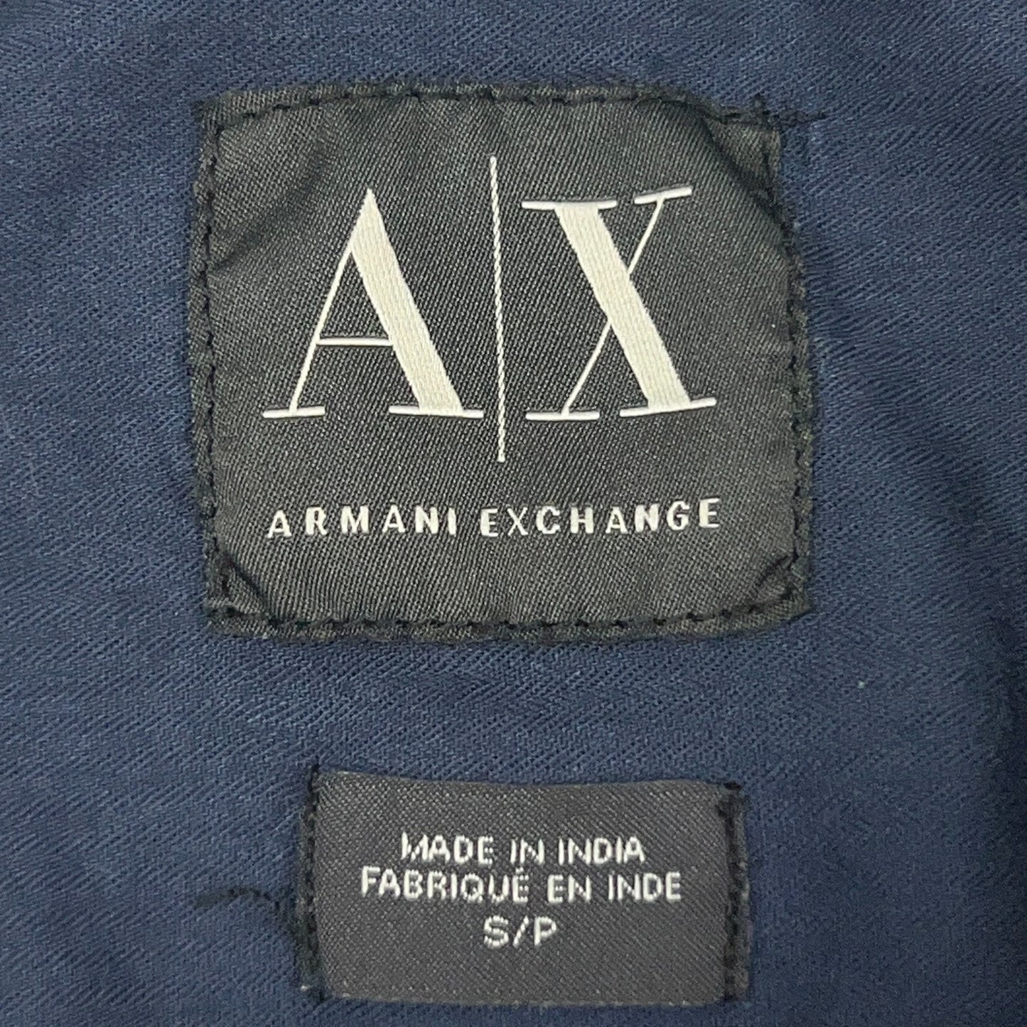 Armani Exchange Shirt Mens S Small Navy Blue Cotton Short Sleeve Button Front AX
