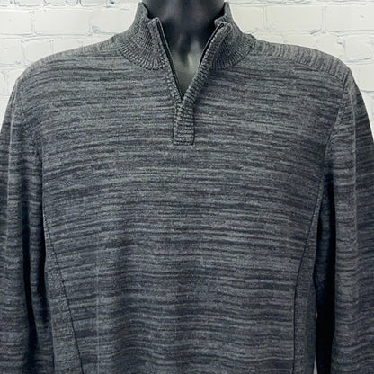 Alfani 1/4 Quarter Zip Sweater Mens L Large Gray 100% Cotton Mock Neck Pullover